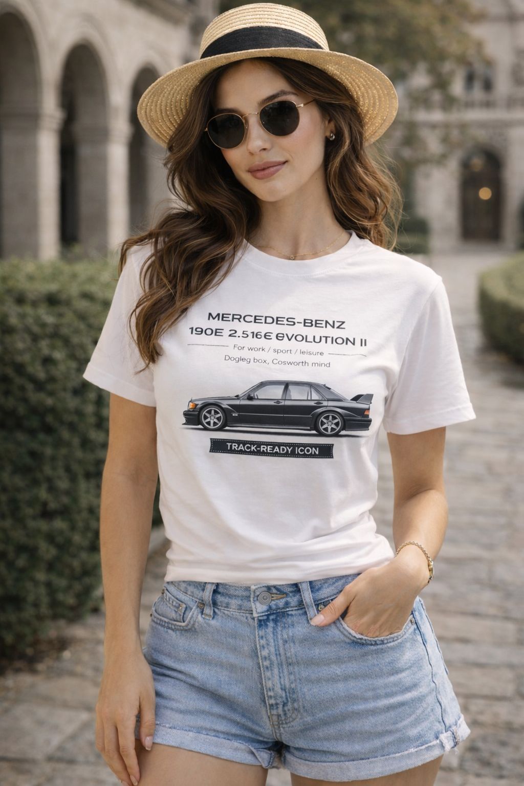 Футболка белая в стиле Mercedes Benz 190e 2 5 16 Evolution II