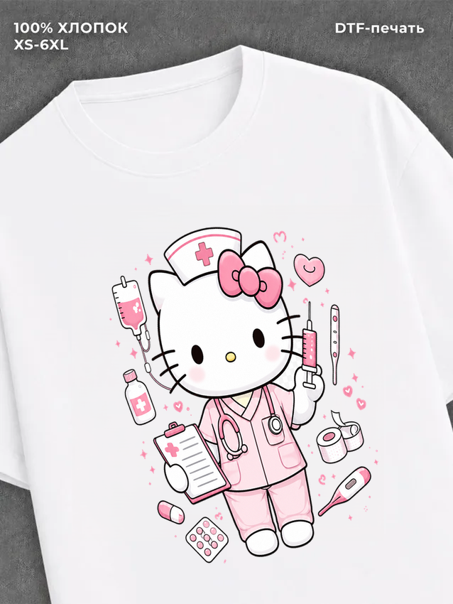 Футболка Медсестра Hello Kitty